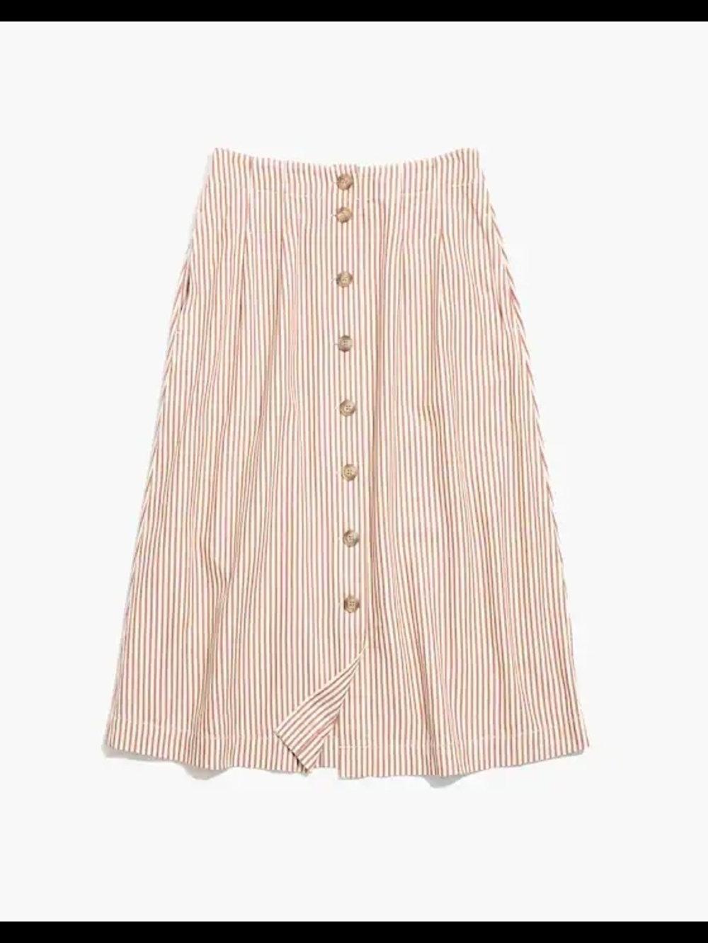 Madewell Patio Button-Front Midi Skirt in Clay Stripe 00033
